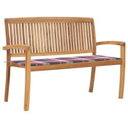 Banc de jardin meuble de patio d'ext&eacute;rieur terrasse empilable et coussin 128,5 x 57,5 x 90 cm bois