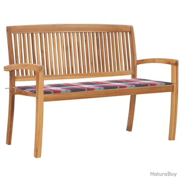 Banc de jardin meuble de patio d'ext�rieur terrasse empilable et coussin 128,5 x 57,5 x 90 cm bois