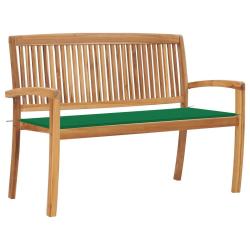 Banc de jardin meuble de patio d'ext&eacute;rieur terrasse empilable et coussin 128,5cm bois de teck massi