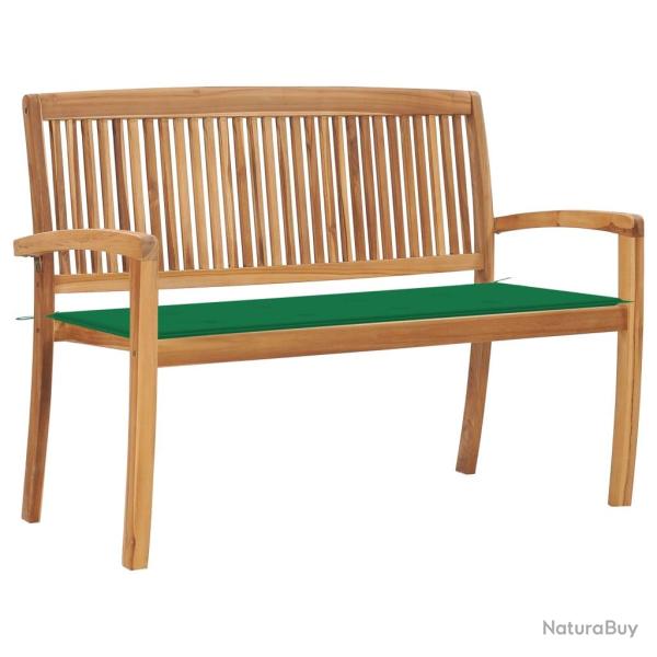 Banc de jardin meuble de patio d'ext�rieur terrasse empilable et coussin 128,5cm bois de teck massi