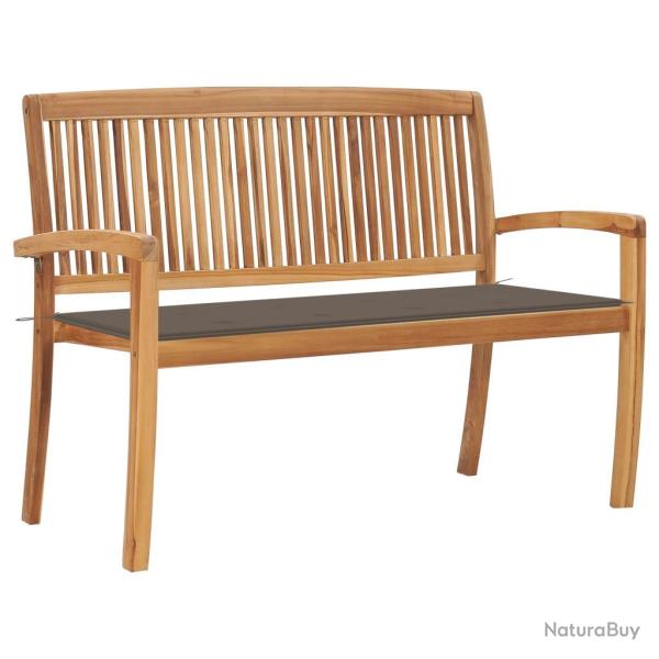Banc de jardin meuble de patio d'extrieur terrasse empilable et coussin 128,5cm bois de teck massi