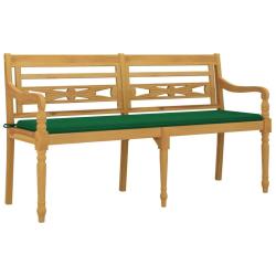 Banc de jardin meuble de patio d'ext&eacute;rieur terrasse avec coussin vert 150 cm bois de teck massif 02