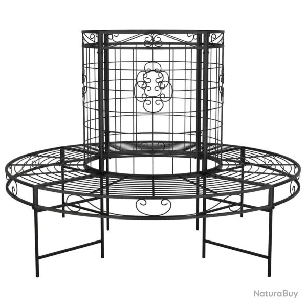 Banc de jardin meuble de patio d'extrieur terrasse circulaire tour d'arbre diamtre 137 cm noir ac