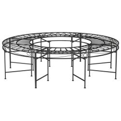 Banc de jardin meuble de patio d'ext&eacute;rieur terrasse circulaire tour d'arbre diam&egrave;tre 160 cm noir ac