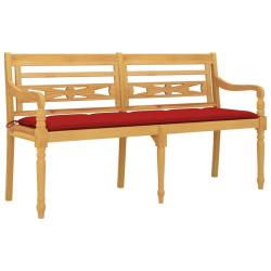 Banc de jardin meuble de patio d'ext&eacute;rieur terrasse avec coussin rouge 150 cm bois de teck massif 0