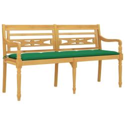 Banc de jardin meuble de patio d'ext&eacute;rieur terrasse avec coussin vert 150 cm bois de teck massif 02