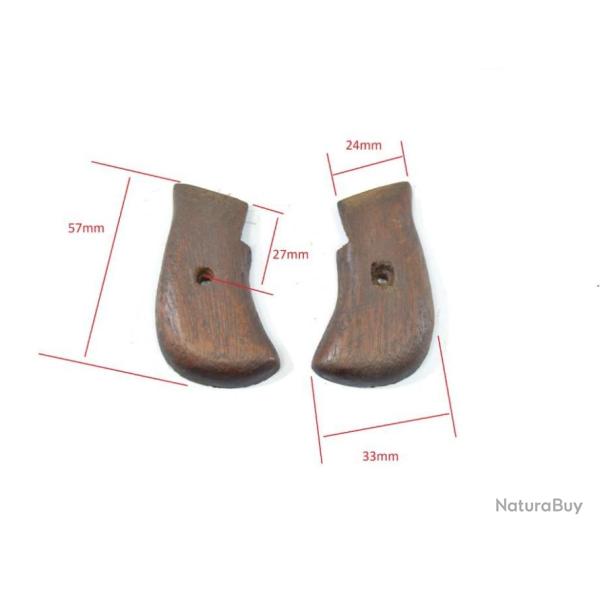 Plaquettes crosses bois de petit pistolet ancien, style bulldog vellodog broche