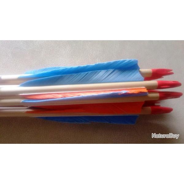 FLECHE BOIS HUNTER CEDRE 60/65# -11/32"- 32"- Bleu/Bleu/Orange