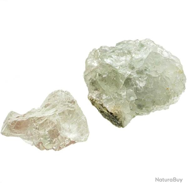 Fluorites vertes cristallis�es sur matrice silico-calcaire - 82 grammes - Lot de 2