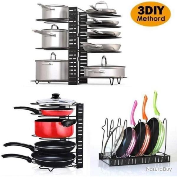 Porte-casseroles Po�le D�tachable R�glable Support Acier Inoxydable 3 en 1