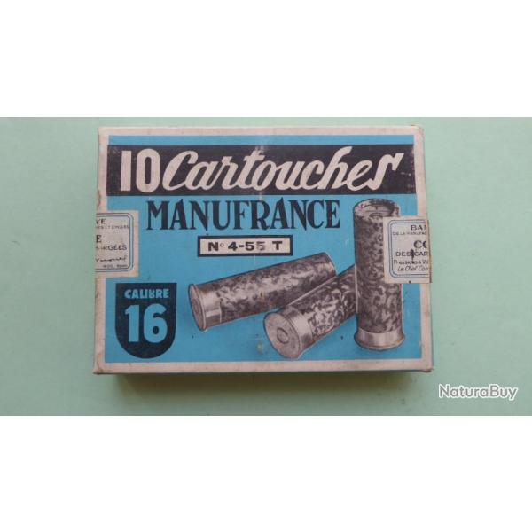 REF 16 - CARTOUCHES CHASSE ANCIENNE - MANUFRANCE -  CAL 16 65 - 4 55 T - plomb n� 4 - d�sassorties