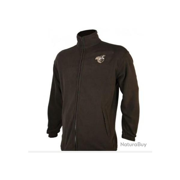 BLOUSON POLAIRE TREELAND TETE SANGLIER MARRON