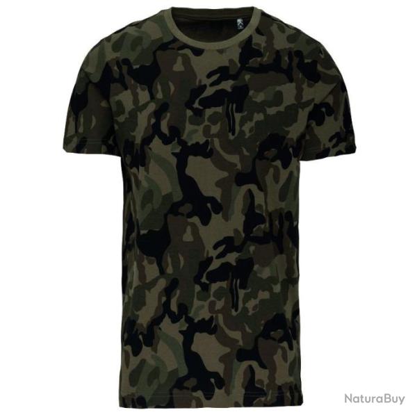 Tee shirt manche courte camouflage olive camo