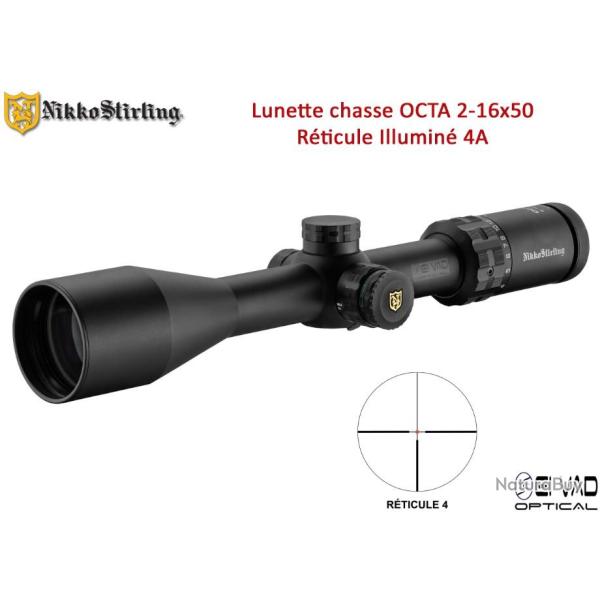 Lunette de Chasse Nikko Stirling OCTA 2-16x50 - R�ticule 4A lumineux