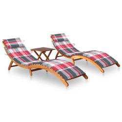 Lot de 2 transats chaise longue bain de soleil lit de jardin terrasse meuble d'ext&eacute;rieur avec table
