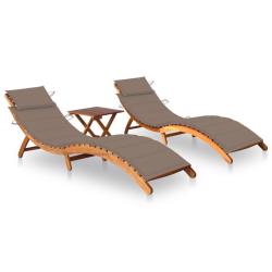 Lot de 2 transats chaise longue bain de soleil lit de jardin terrasse meuble d'ext&eacute;rieur avec table