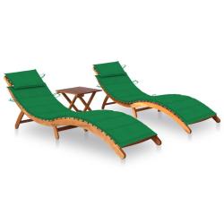 Lot de 2 transats chaise longue bain de soleil lit de jardin terrasse meuble d'ext&eacute;rieur avec table