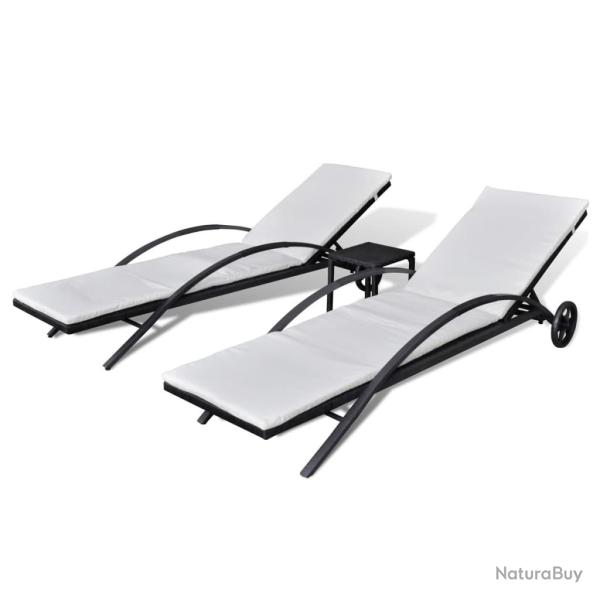 Lot de deux chaises longues transat 200 cm avec table r�sine tress�e noir 02_0011915