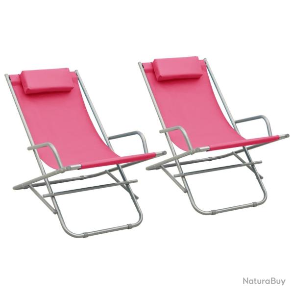 Lot de deux chaises � bascule acier rose 02_0011990