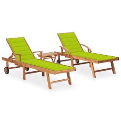 Lot de 2 transats chaise longue bain de soleil lit de jardin terrasse meuble d'ext&eacute;rieur avec table