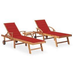 Lot de 2 transats chaise longue bain de soleil lit de jardin terrasse meuble d'ext&eacute;rieur avec table