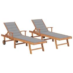 Lot de 2 transats chaise longue bain de soleil lit de jardin terrasse meuble d'ext&eacute;rieur avec couss