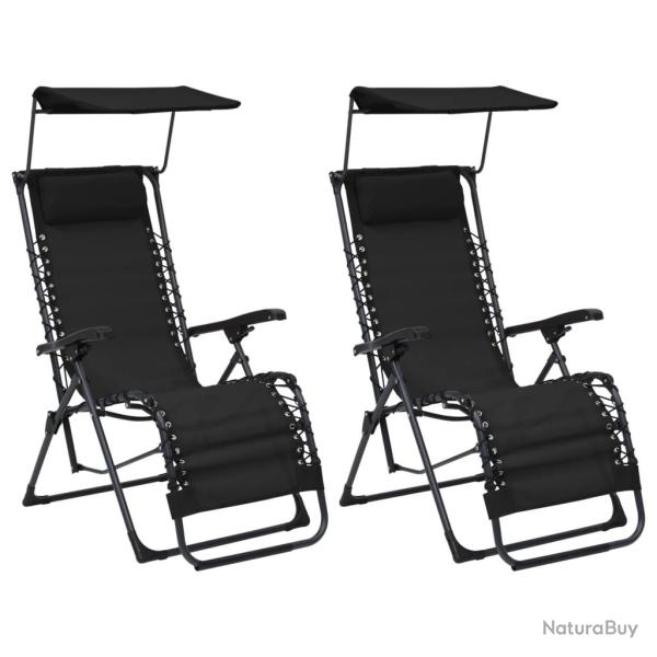 Lot de deux chaises pliables de terrasse textil�ne noir 02_0011986