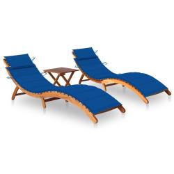 Lot de 2 transats chaise longue bain de soleil lit de jardin terrasse meuble d'ext&eacute;rieur avec table