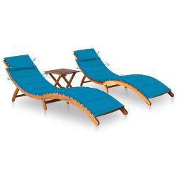 Lot de 2 transats chaise longue bain de soleil lit de jardin terrasse meuble d'ext&eacute;rieur avec table
