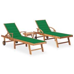 Lot de 2 transats chaise longue bain de soleil lit de jardin terrasse meuble d'ext&eacute;rieur avec table