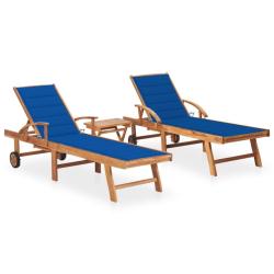 Lot de 2 transats chaise longue bain de soleil lit de jardin terrasse meuble d'ext&eacute;rieur avec table