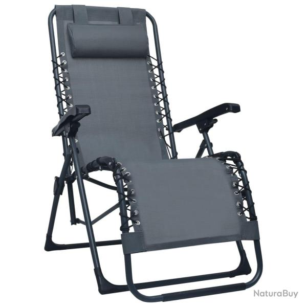 Chaise pliable de terrasse textilne gris 02_0011894