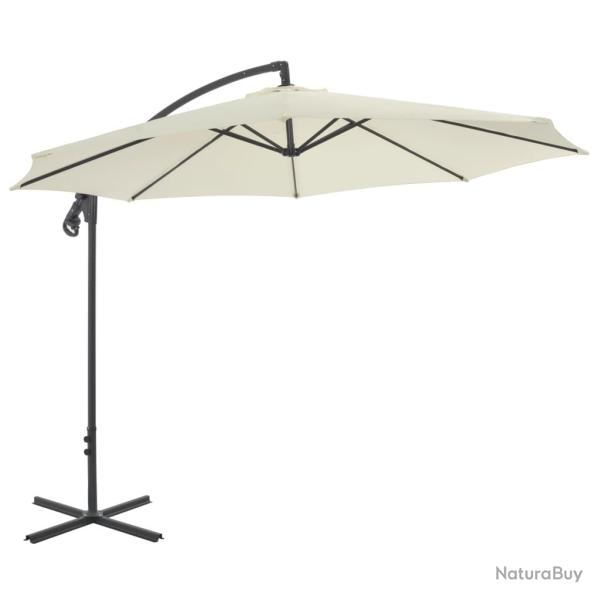 Parasol meuble de jardin en porte-�-faux avec poteau en acier 300 cm sable 02_0008632