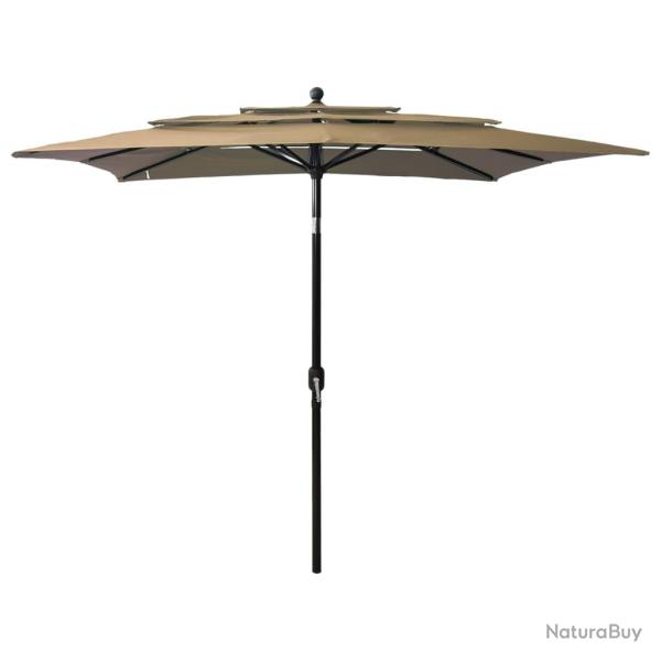 Parasol � 3 niveaux avec m�t en aluminium 2,5 x 2,5 m taupe 02_0008769