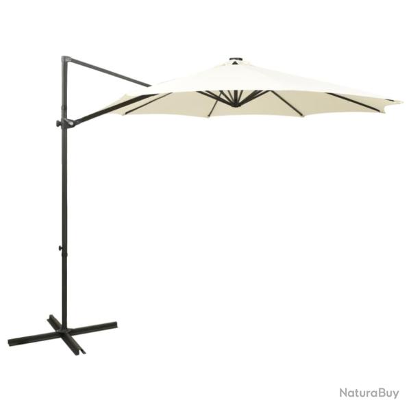 Parasol meuble de jardin dport avec mt et lumires led sable 300 cm 02_0008531