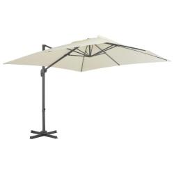 Parasol meuble de jardin en porte-&agrave;-faux avec m&acirc;t en aluminium 300 x 300 cm sable 02_0008615
