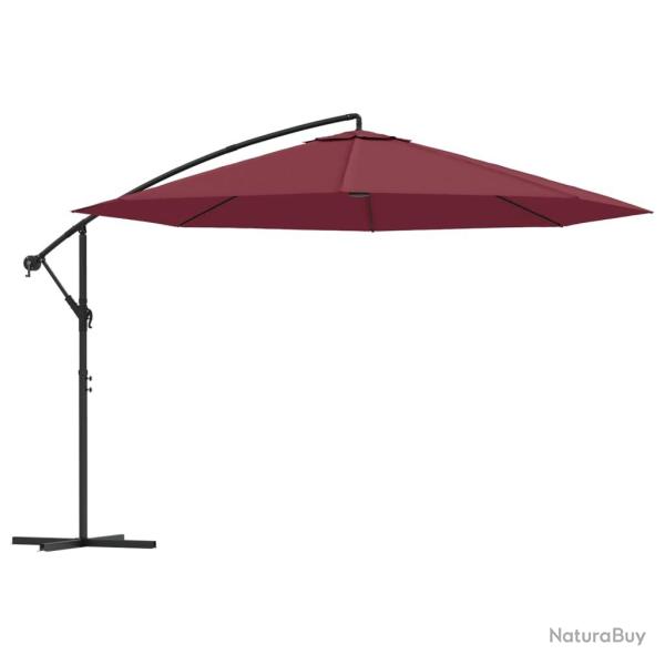 Parasol meuble de jardin en porte--faux avec mt en aluminium 350 cm bordeaux 02_0008617