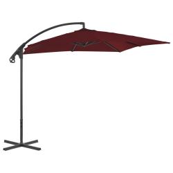 Parasol meuble de jardin d&eacute;port&eacute; avec m&acirc;t en acier 250 x 250 cm rouge bordeaux 02_0008465