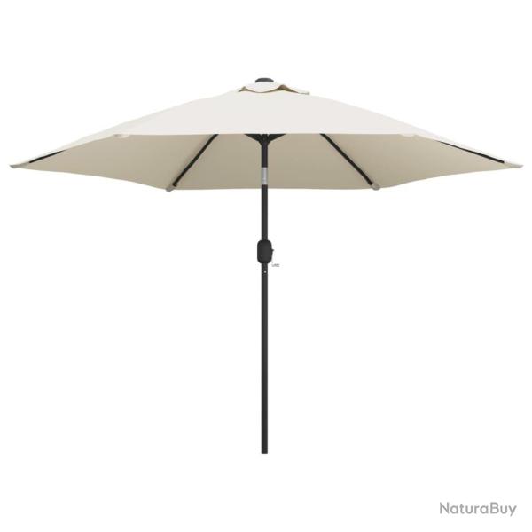 Parasol meuble de jardin en porte-�-faux avec led 3 m blanc sable 02_0008605