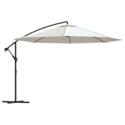 Parasol meuble de jardin en porte-&agrave;-faux 3,5 m blanc sable 02_0008602