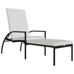 Transat chaise longue bain de soleil lit de jardin terrasse meuble d'ext&eacute;rieur avec repose-pied r&eacute;s