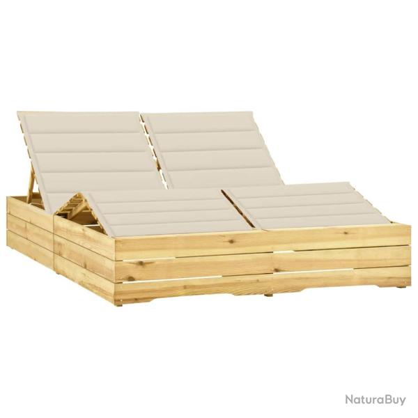 Transat chaise longue bain de soleil lit de jardin terrasse meuble d'extrieur double et coussins c