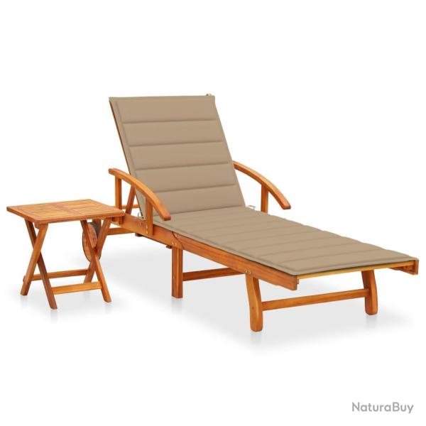 Transat chaise longue bain de soleil lit de jardin terrasse meuble d'ext�rieur avec table et coussi