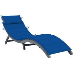 Transat chaise longue bain de soleil lit de jardin terrasse meuble d'ext&eacute;rieur avec coussin gris bo
