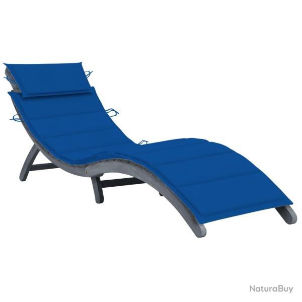 Transat chaise longue bain de soleil lit de jardin terrasse meuble d'ext�rieur avec coussin gris bo