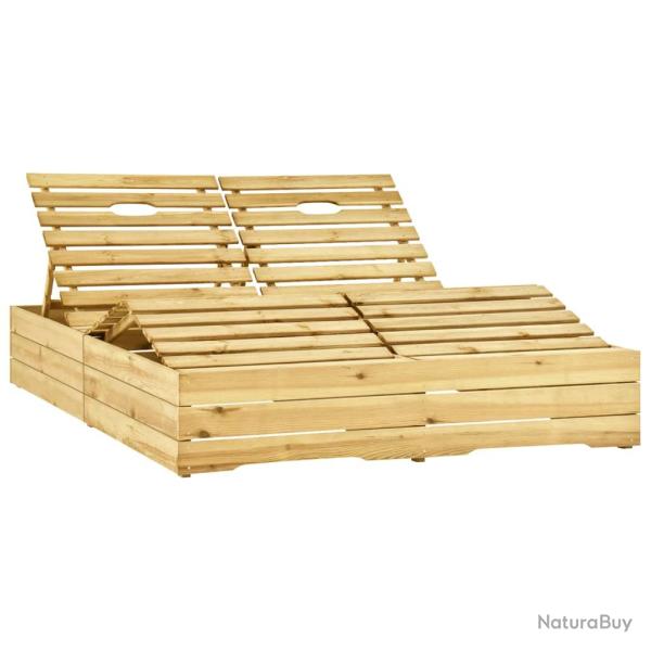Transat chaise longue bain de soleil lit de jardin terrasse meuble d'ext�rieur double bois de pin i