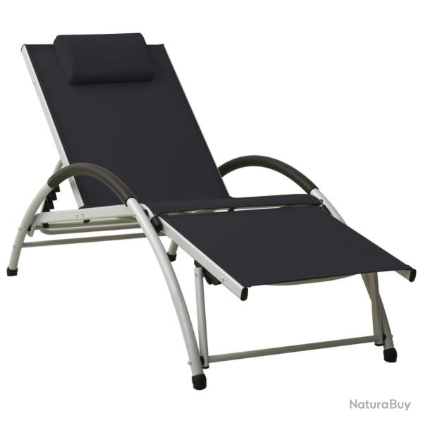 Transat chaise longue bain de soleil lit de jardin terrasse meuble d'ext�rieur avec oreiller textil