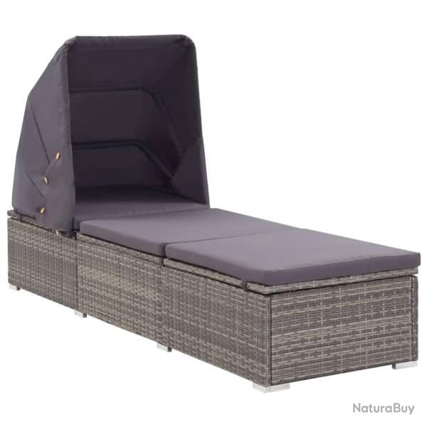 Transat chaise longue bain de soleil lit de jardin terrasse meuble d'ext�rieur avec auvent et couss