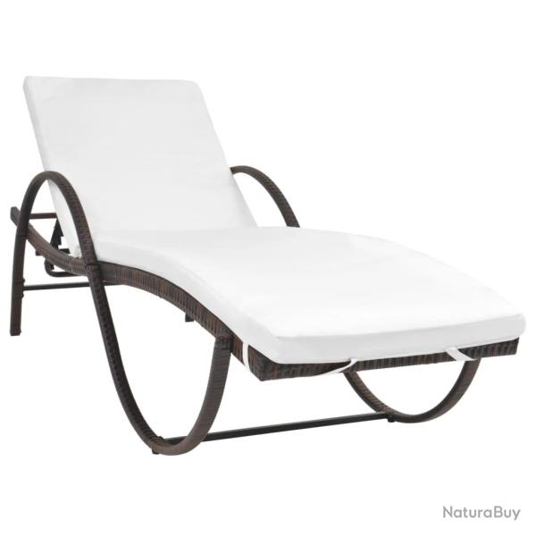 Transat chaise longue bain de soleil lit de jardin terrasse meuble d'ext�rieur avec coussin r�sine