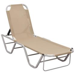 Transat chaise longue bain de soleil lit de jardin terrasse meuble d'ext&eacute;rieur aluminium et textil&egrave;